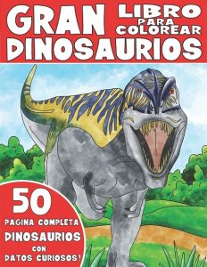 Libro para colorear de dinosaurios de 50 páginas 2 - Los mejores libros para colorear de dinosaurios